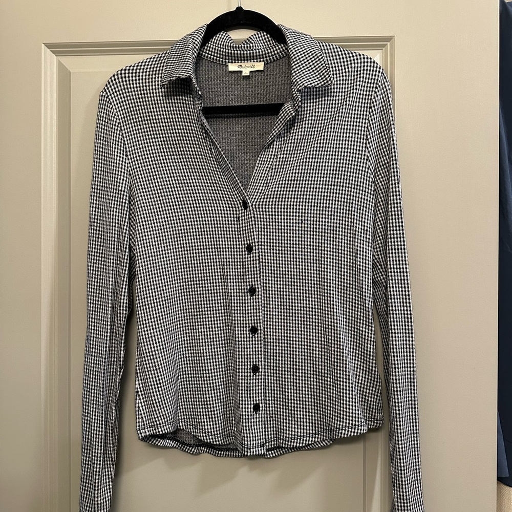 Madewell Black and White Gingham Collared Shirt